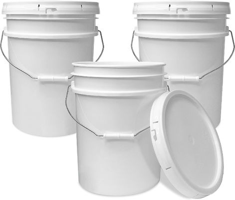 Seau rond blanc de 5 gallons avec couvercle pour le stockage des aliments pour animaux
