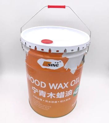 Un seau en acier à tête ouverte de 5 gallons avec un couvercle à boutons.