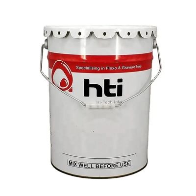 Un seau en métal de 5 gallons avec un couvercle à fleurs pour le solvant