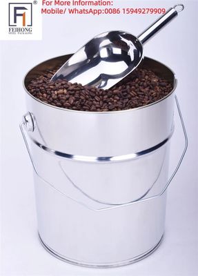 Seau en métal de 25 litres avec couvercle pour les grains de café torréfiés