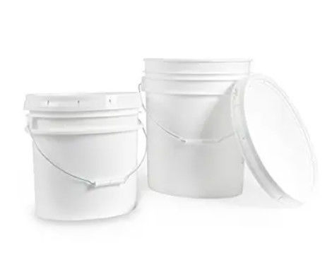 Contenants en plastique blanc de 3 gallons de qualité alimentaire avec couvercle à poignée