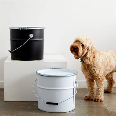 Classe alimentaire Bouteille en métal rond en acier à tête ouverte avec couvercle pour chien Snack Cat Food Storage
