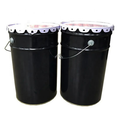 Seau de peinture métallique cylindrique de 25L avec couvercle à fleurs pour emballage de peinture