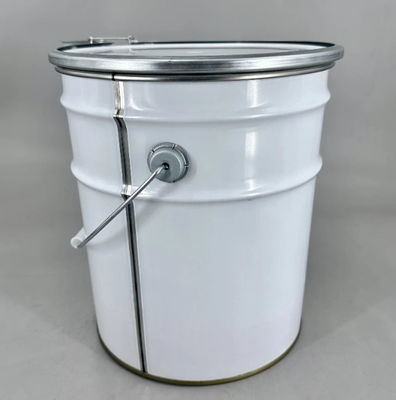 Seau en acier à tête ouverte de 20 litres avec couvercle et poignée pour l'eau et la base de solvant